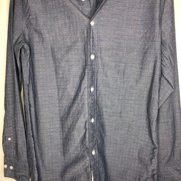 Bixby Men’s Textured Blue Print Nomad Long Sleeve Button Down Shirt Size Small - Picture 3 of 7